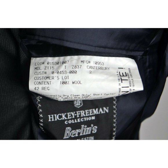 HICKEY FREEMAN Canterbury 2 BTN 100% Wool Sport Coat Blazer Size 42R Gray Stripe - Picture 8 of 8